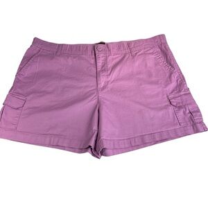 Lee Women's Plus Size 22 Med Mid Rise Comfort Waist Cargo utility Short Pansy
